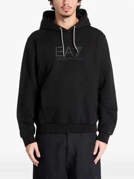Hanorac cu glugă Ea7 Emporio Armani cu imagine negru