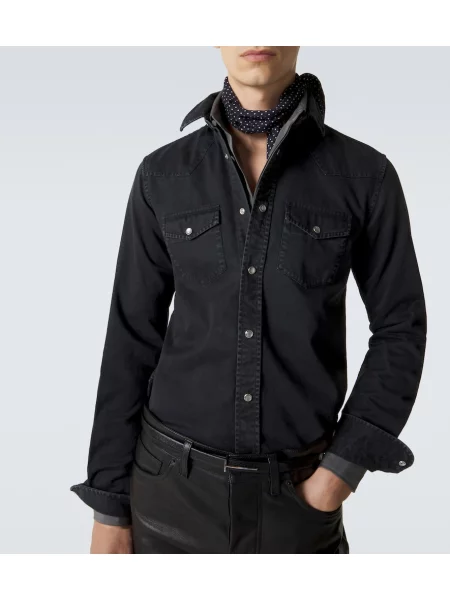 Cămașă Tom Ford din țesătură twill negru