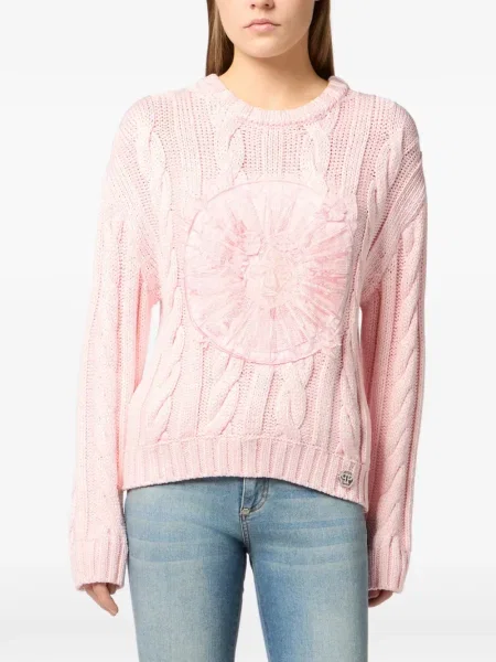 Pulover Philipp Plein cu broderie roz