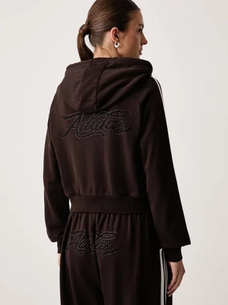 Суичър с качулка Adidas Originals с качулка кафяво