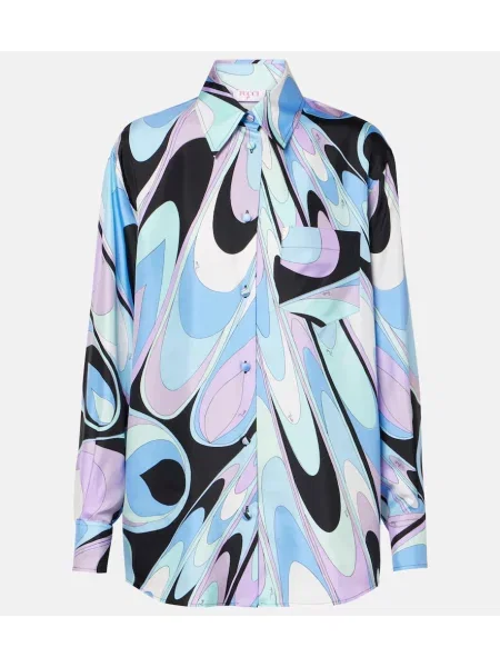 Cămașă Pucci de mătase cu imagine albastru