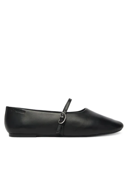 Calvin Klein bőr balerina cipő OBLIQUE BALLERINA MJ LTH HDW fekete
