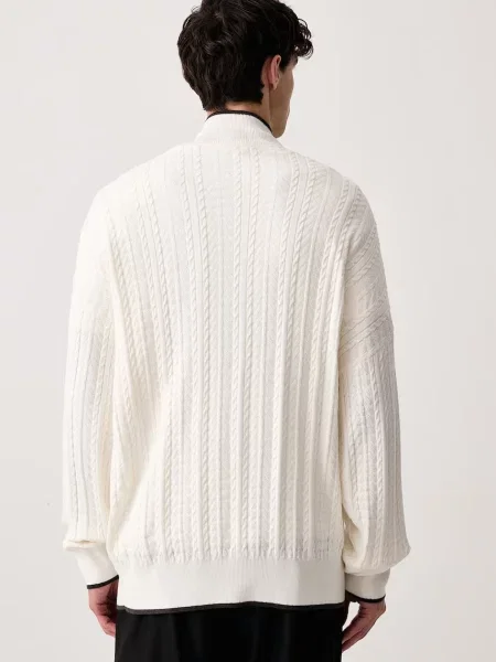 Adidas Originals sweter rozpinany Firebird Cable Knit beżowy