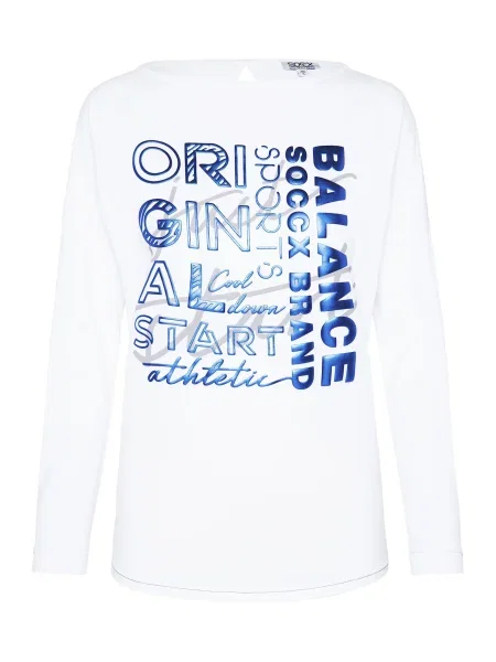 Soccx Majica kraljevo modra / svetlo siva bela