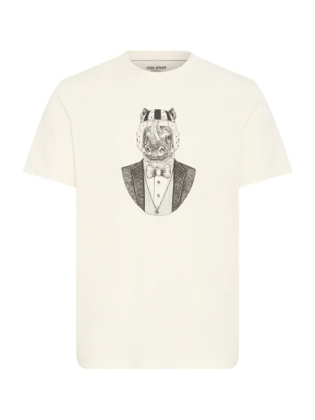 BLEND Tricou BHKAY negru / lână alb