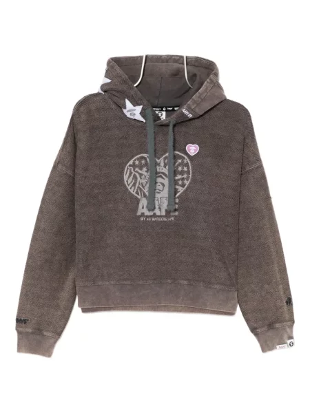 Hanorac cu glugă Aape By A Bathing Ape cu broderie gri