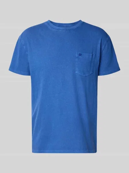 T-shirt z mieszanki bawełny i lnu z brustaszą Superdry niebieska