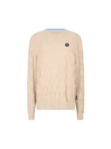 Sweter Philipp Plein wełniany beżowy