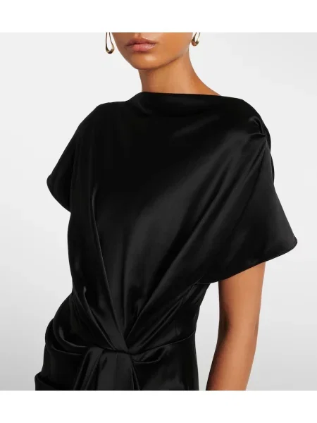 Rochie midi Roksanda din satin drapată negru