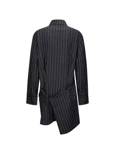 Rochie tip cămașă Samsøe Samsøe cu dungi asimetrică negru