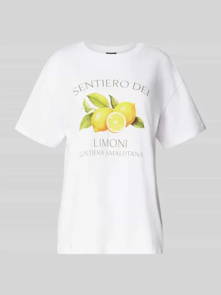 T-shirt o kroju comfort fit z czystej bawełny model ‘THEA’ biała