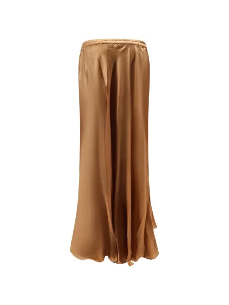 Fusta maxi Mes Demoiselles din satin maro