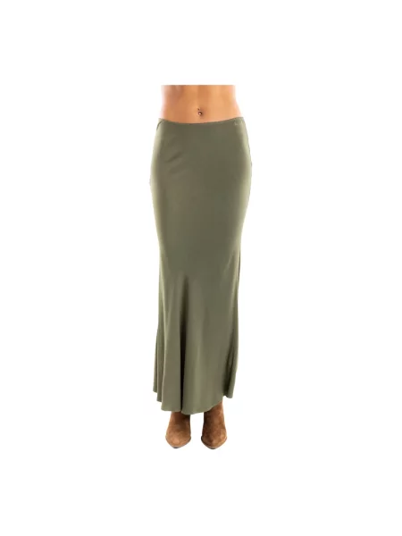 Spódnica maxi Brand Unique szyfonowa zielona
