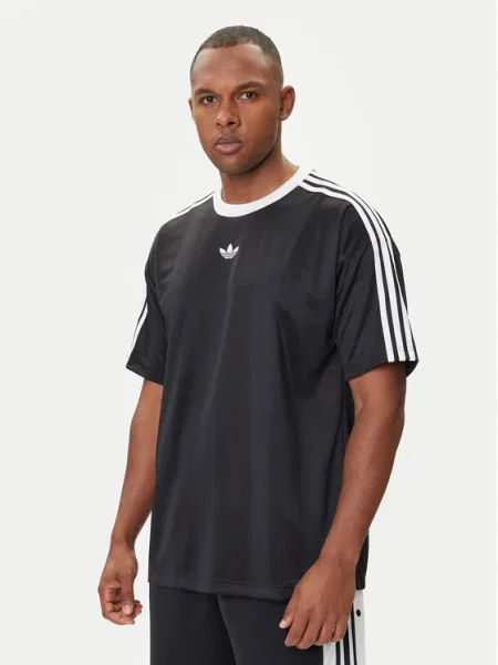 Тениска adidas Originals Jacquard Jersey с принт черно