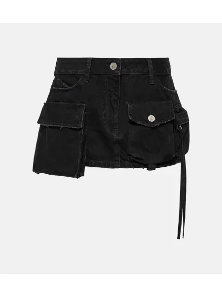 Fustă din denim The Attico cu talie joasă negru