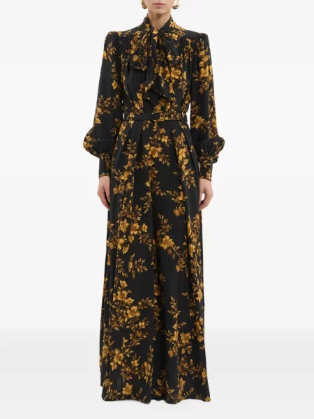 Lung rochie maxi Rebecca Vallance cu model floral negru
