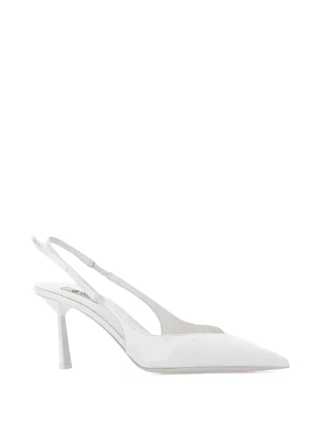 Pantofi cu toc Prada din piele slingback alb