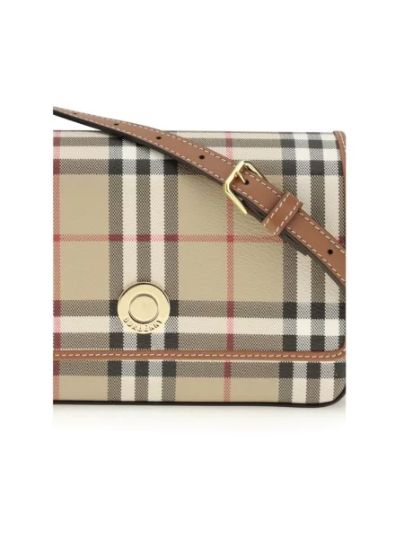 Body Burberry skórzany w kratę retro beżowy