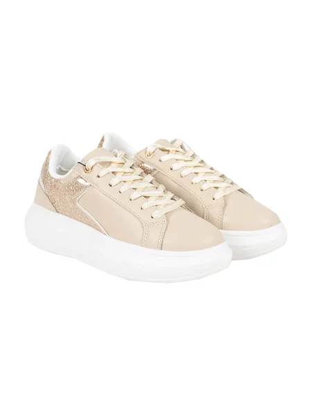 Sneakersy U.s Polo Assn. sznurowane beżowe
