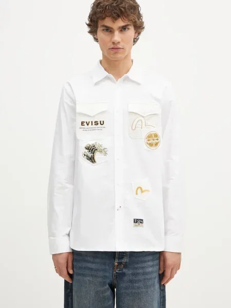 Классическая ошейниковый рубашка Evisu белая