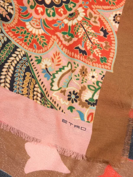 Fular Etro cu model floral din jacard