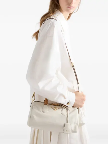 Top Prada din piele alb