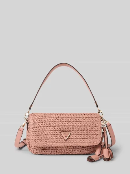 Torba na ramię w efekcie plecionki model OFELIA' Guess różowa