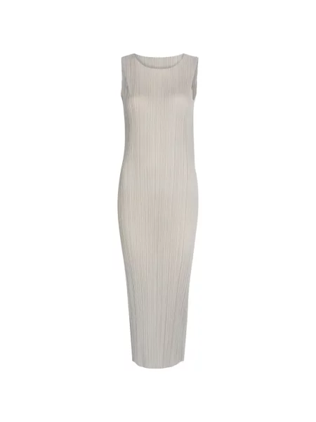 Rochie midi Pleats Please Issey Miyake fără mâneci gri