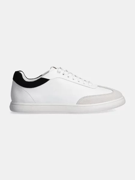 Calvin Klein sneakersy skórzane LP CUPSOLE LACE UP LTH MIX biały