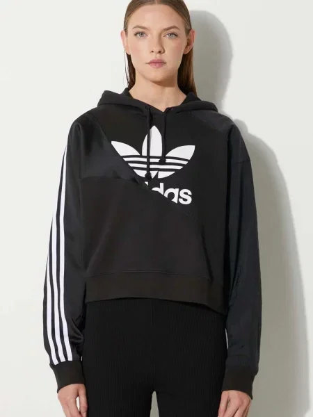 Adidas Adicolor Split Trefoil Hoodie Kobiety Bluzy i bluzy z kapturem adidas Originals Size: 36 czarny