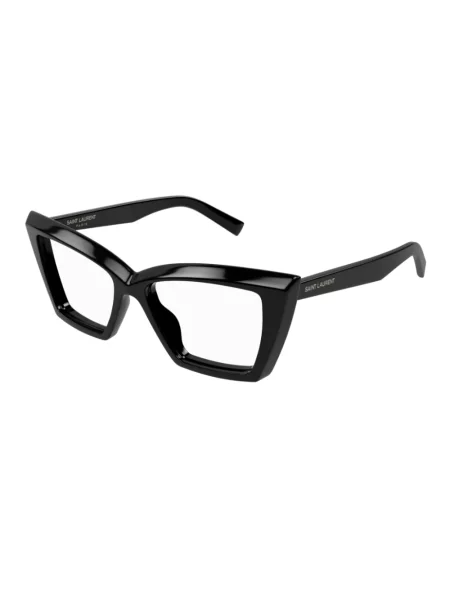 Lniane okulary przeciwsłoneczne Saint Laurent biznesowe czarne