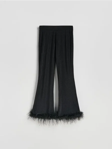 Reserved Pantaloni cu pene artificiale negru