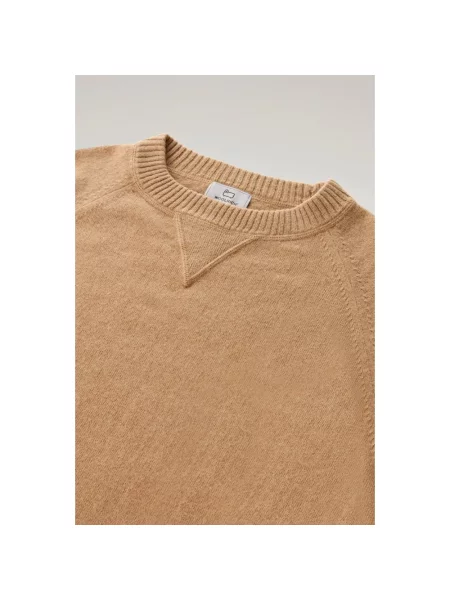 Sweter Woolrich wełniany klasyczny brązowy