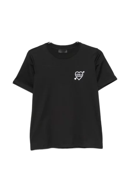 Tricou Dondup cu broderie cu motiv cu inimi negru