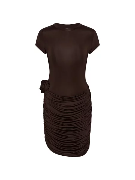 Rochie mini Rotate Birger Christensen cu model floral drapată de costum maro