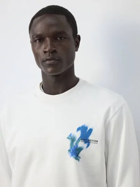 Bluza z nadrukiem Mężczyzna XXL MANGO MAN biały