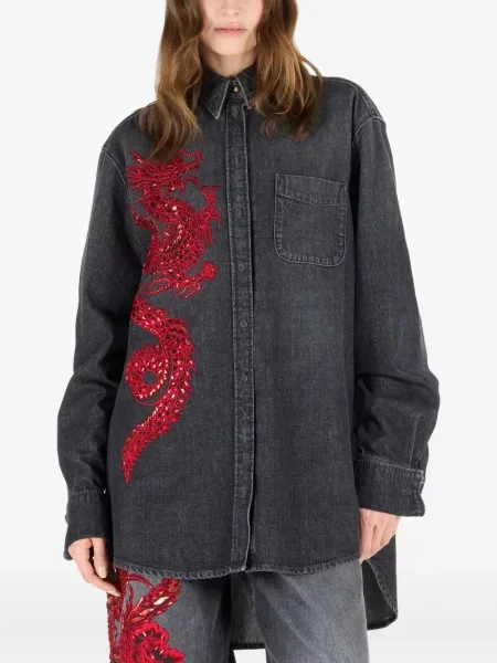 Cămașă Roberto Cavalli cu paiete negru