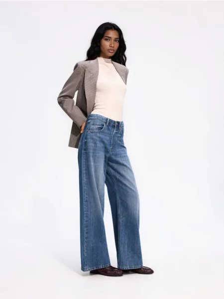 Reserved Blugi wide leg bleumarin