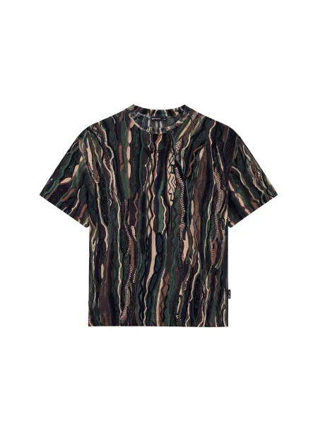 Colucci Tricou deschis / albastru marin / maro / verde stuf bej