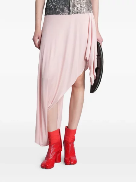 Fustă Maison Margiela asimetrică drapată roșu