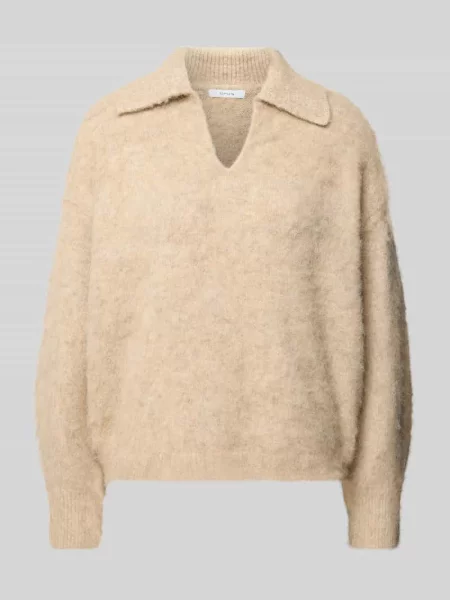 Sweter z dzianiny o luźnym kroju z dodatkiem wełny model ‘Pelsie’ Opus beżowy