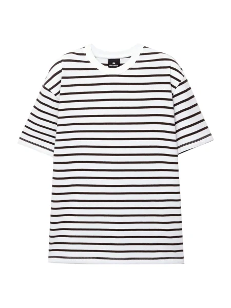 Pull&Bear Tricou maro închis alb