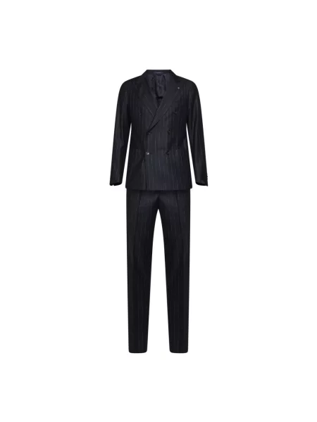 Garnitur Tagliatore wełniany w paski dwurzędowy niebieski