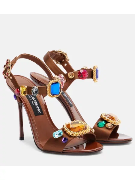 Sandale Dolce&gabbana din satin maro