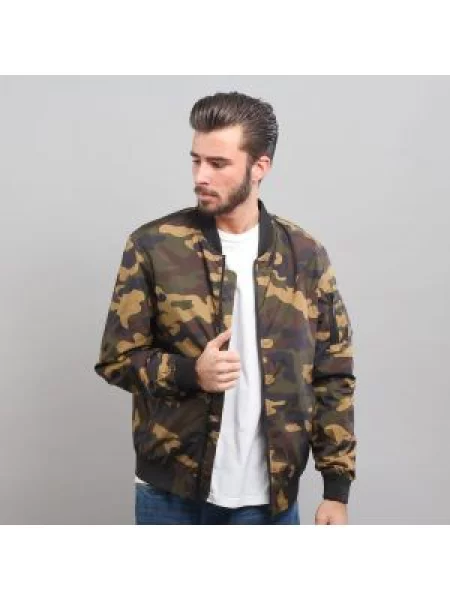 Větrovka Urban Classics Light Camo Bomber Jacket Camo Green hnědá