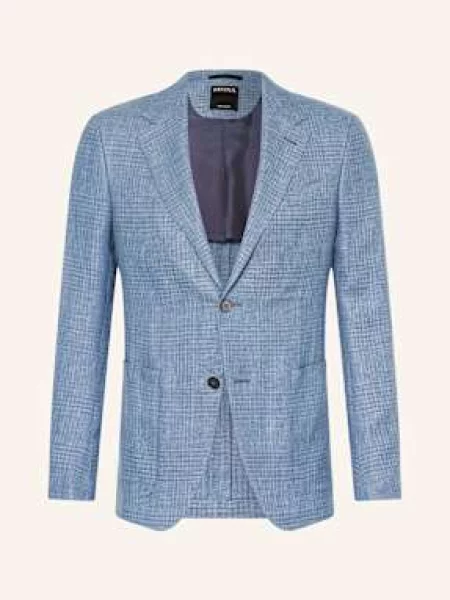 Zegna Marynarka Z Lnem Slim Fit blau niebieska