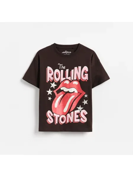 Reserved tričko The Rolling Stones tmavě hnědá