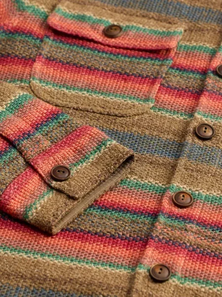 Prugasti pleteni prugasta košulja Ralph Lauren Rrl smeđa