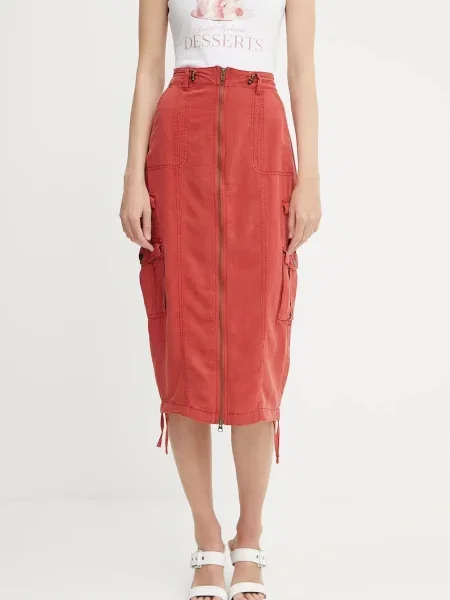 Guess fustă din amestec de in CASEY