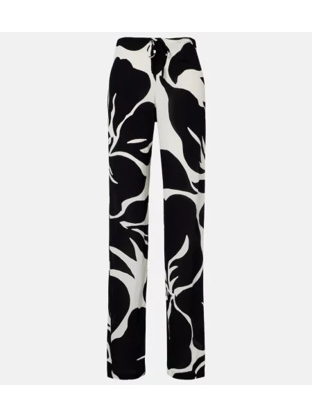 Pantaloni Dries Van Noten cu model floral negru